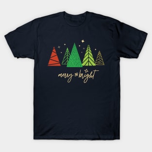 Merry and bright Christmas tree collection, illustrated T-Shirt